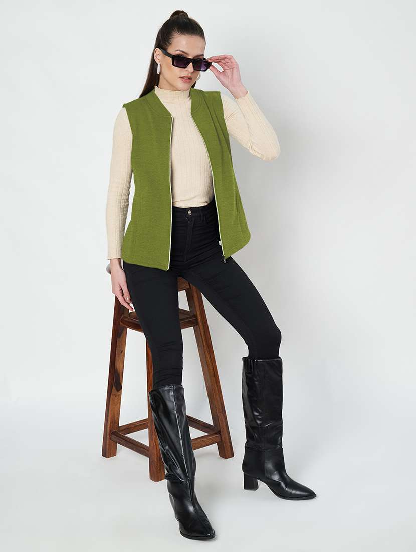 women solid sleeveless jacket - 22087077 -  Standard Image - 4