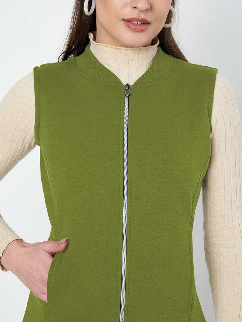 women solid sleeveless jacket - 22087077 -  Standard Image - 6