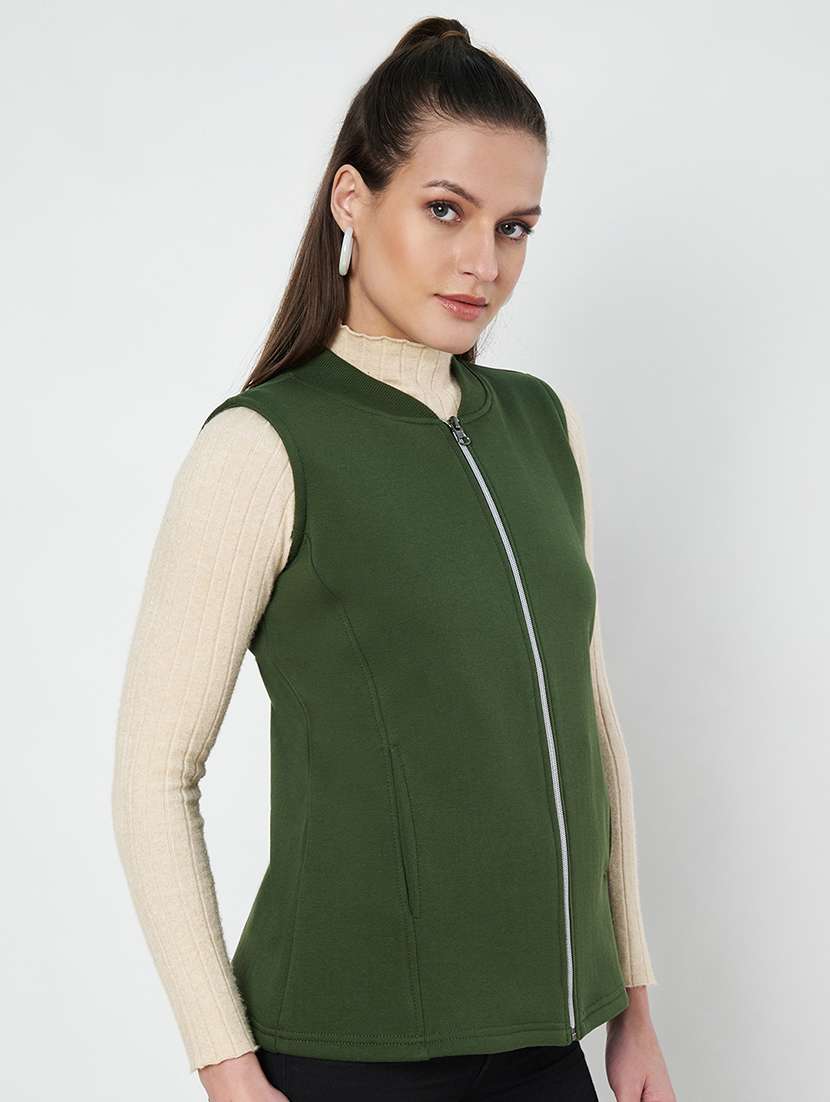 women solid sleeveless jacket - 22087078 - Standard Image - 1