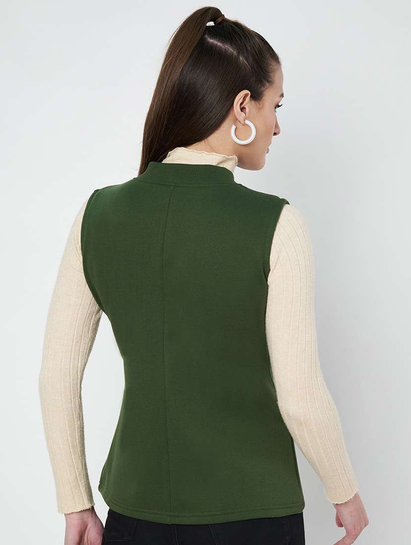 women solid sleeveless jacket - 22087078 - Standard Image - 4