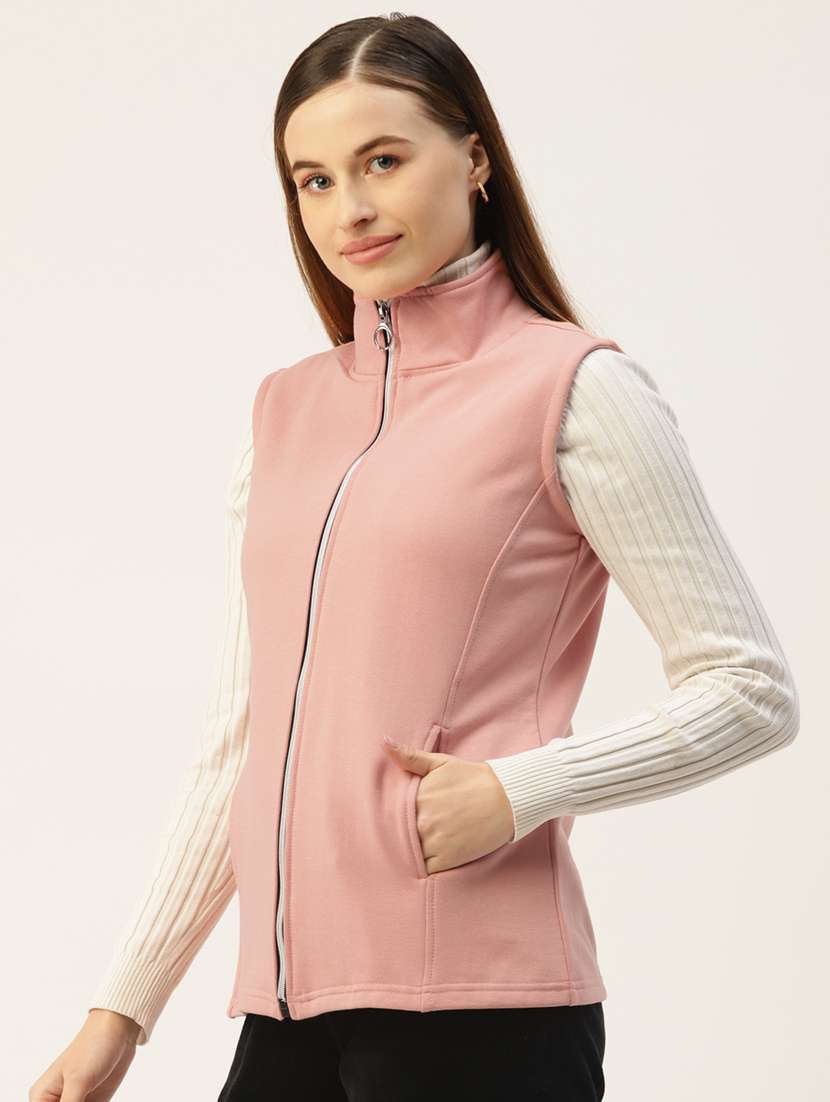 women solid sleeveless jacket - 22087089 -  Standard Image - 1