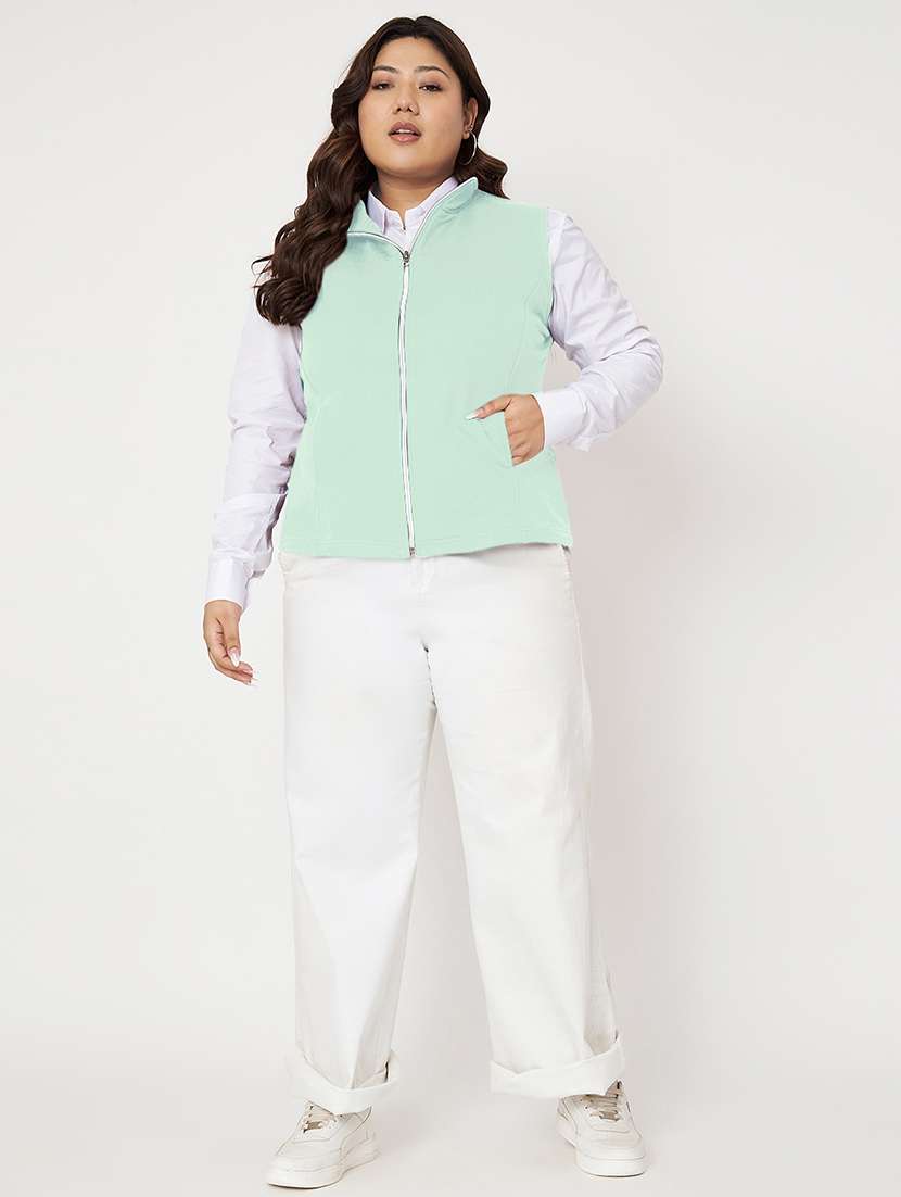 women plus size solid sleeveless jacket - 22087090 -  Standard Image - 4