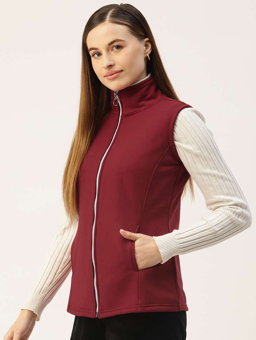 women solid sleeveless jacket - 22087091 -  Standard Image - 1