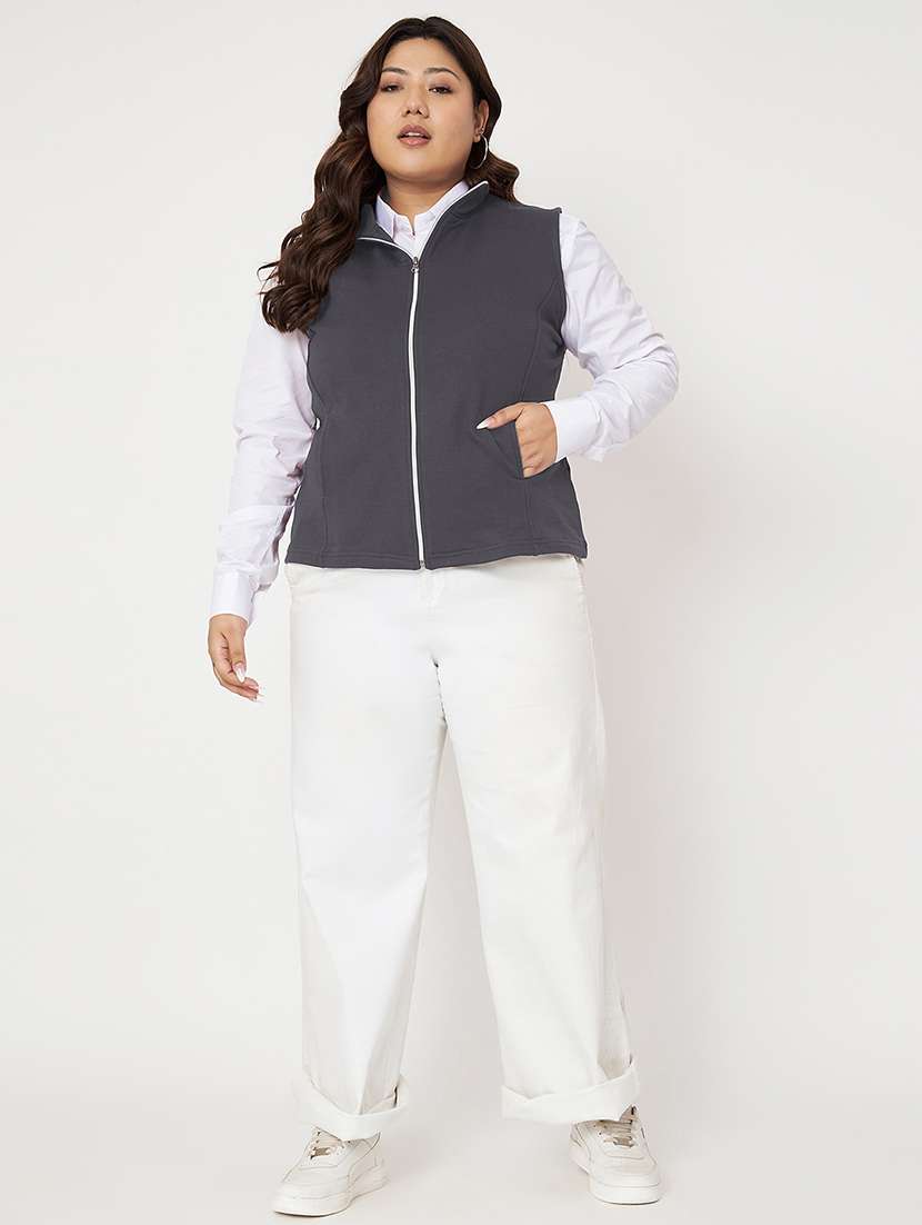 women plus size solid sleeveless jacket - 22087093 -  Standard Image - 4