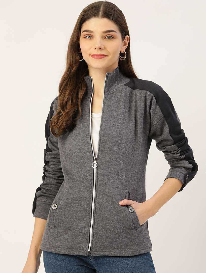 women color blocked long sleeve jacket - 22087099 - Zoom Image - 0