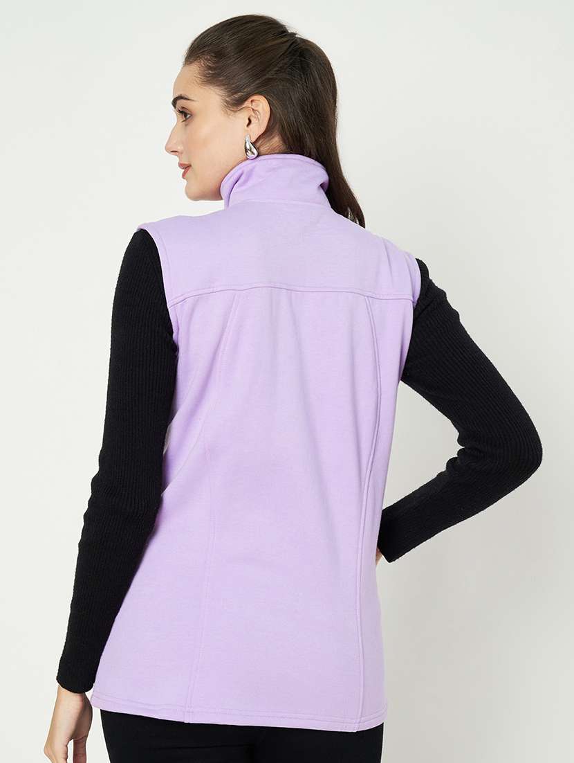 women solid sleeveless jacket - 22087103 -  Standard Image - 4