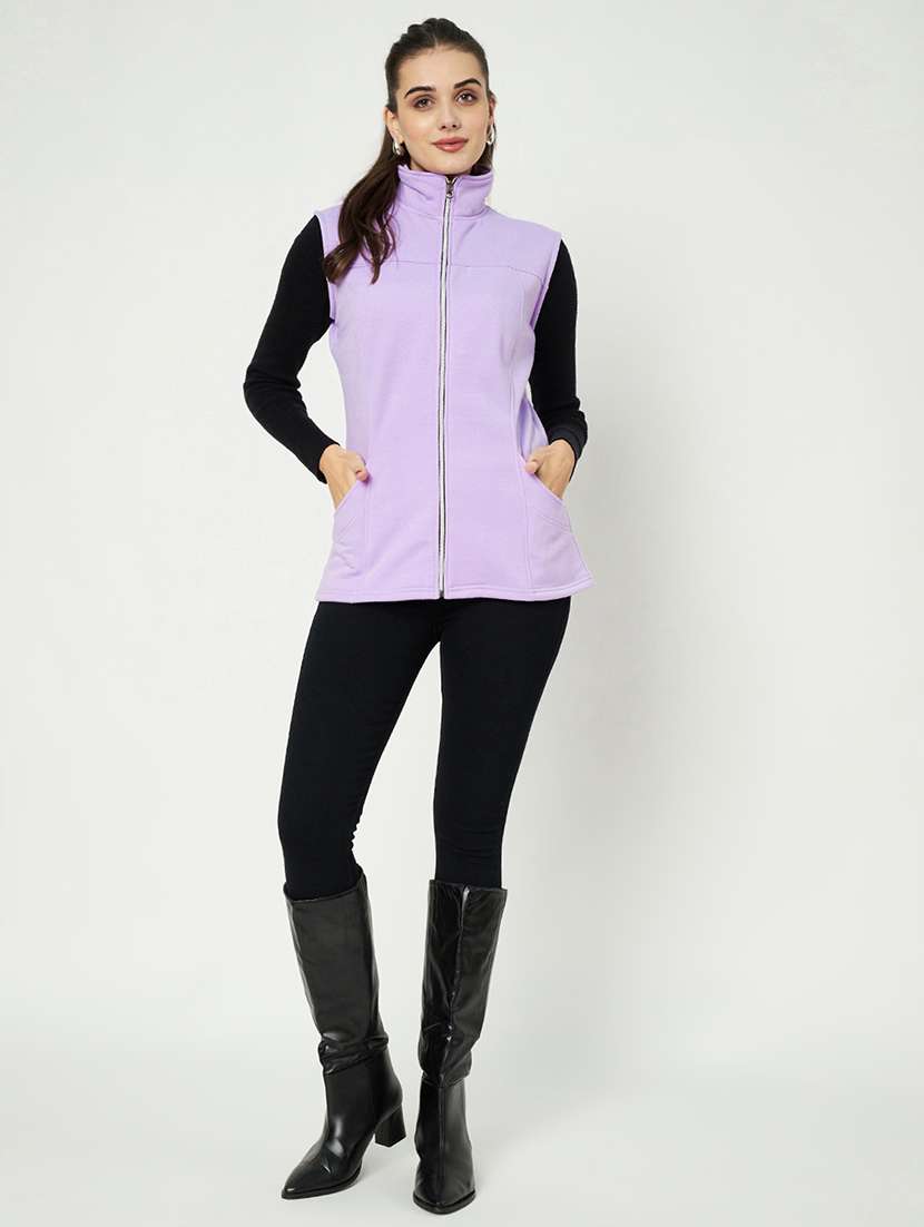 women solid sleeveless jacket - 22087103 -  Standard Image - 6