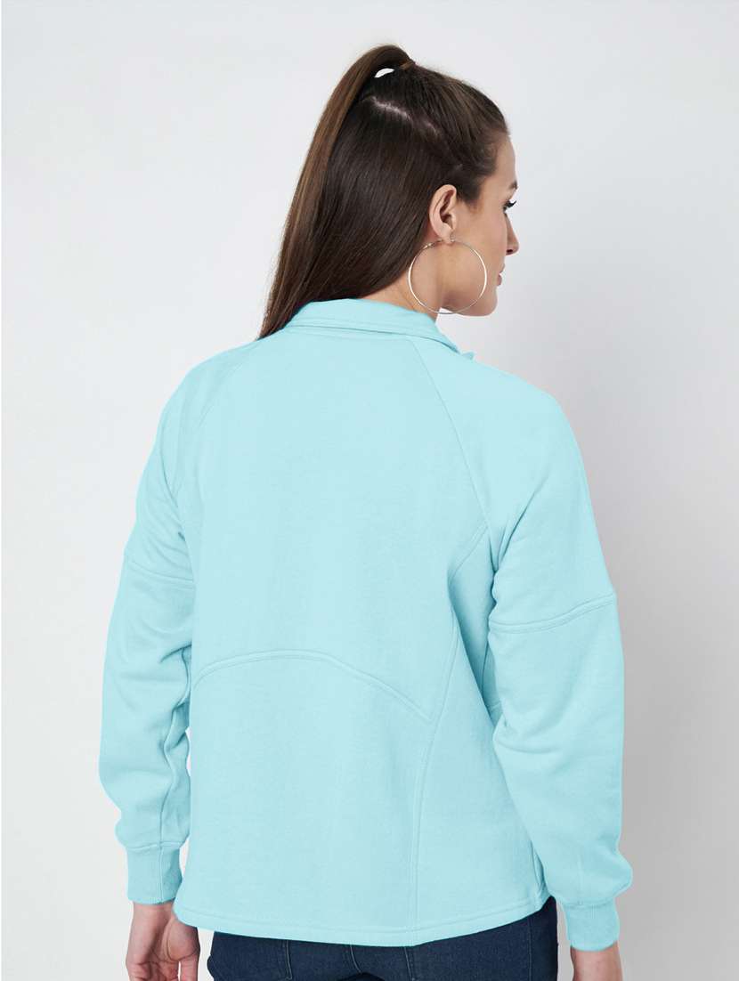 women solid stand collar long sleeve jacket - 22087107 -  Standard Image - 4