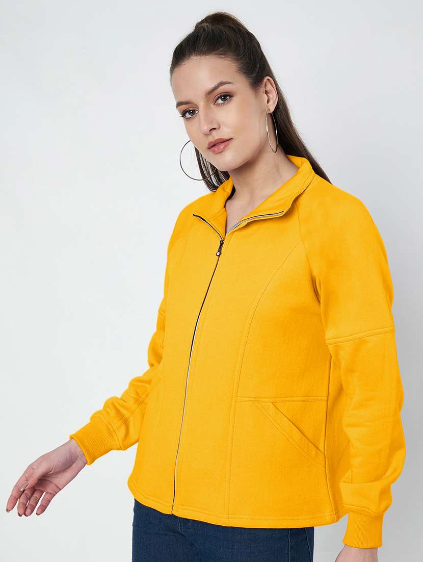 Women Solid Stand Collar Long Sleeve Jacket - 22087109 -  Standard Image - 1