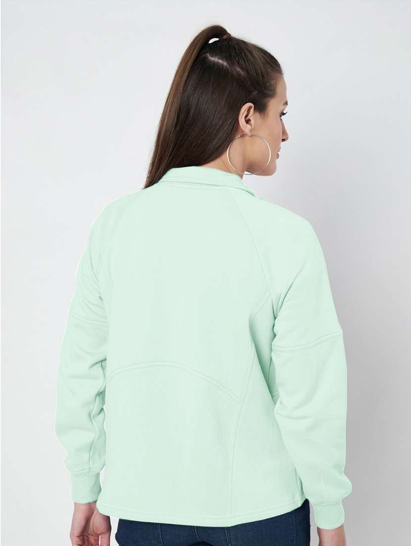 women solid stand collar long sleeve jacket - 22087110 -  Standard Image - 4