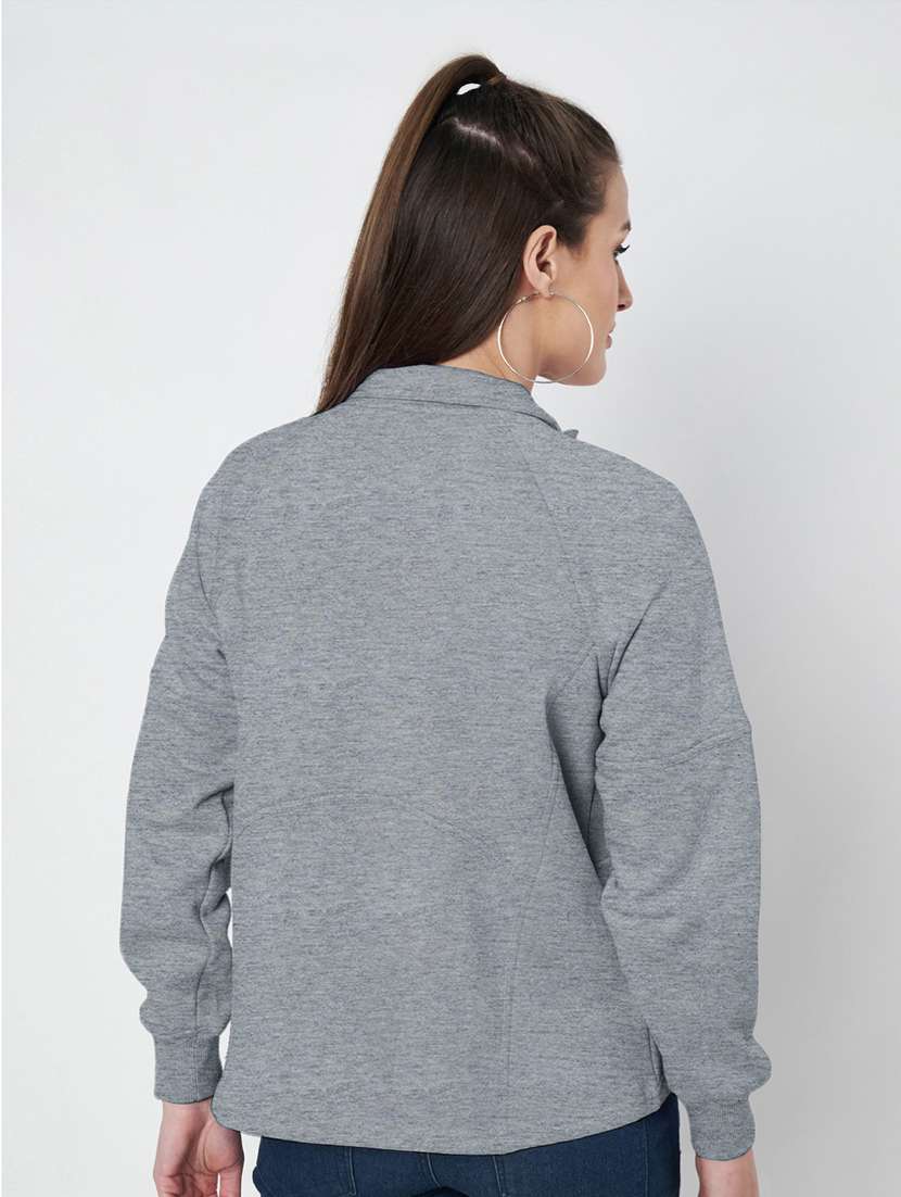 women solid stand collar long sleeve jacket - 22087112 -  Standard Image - 4