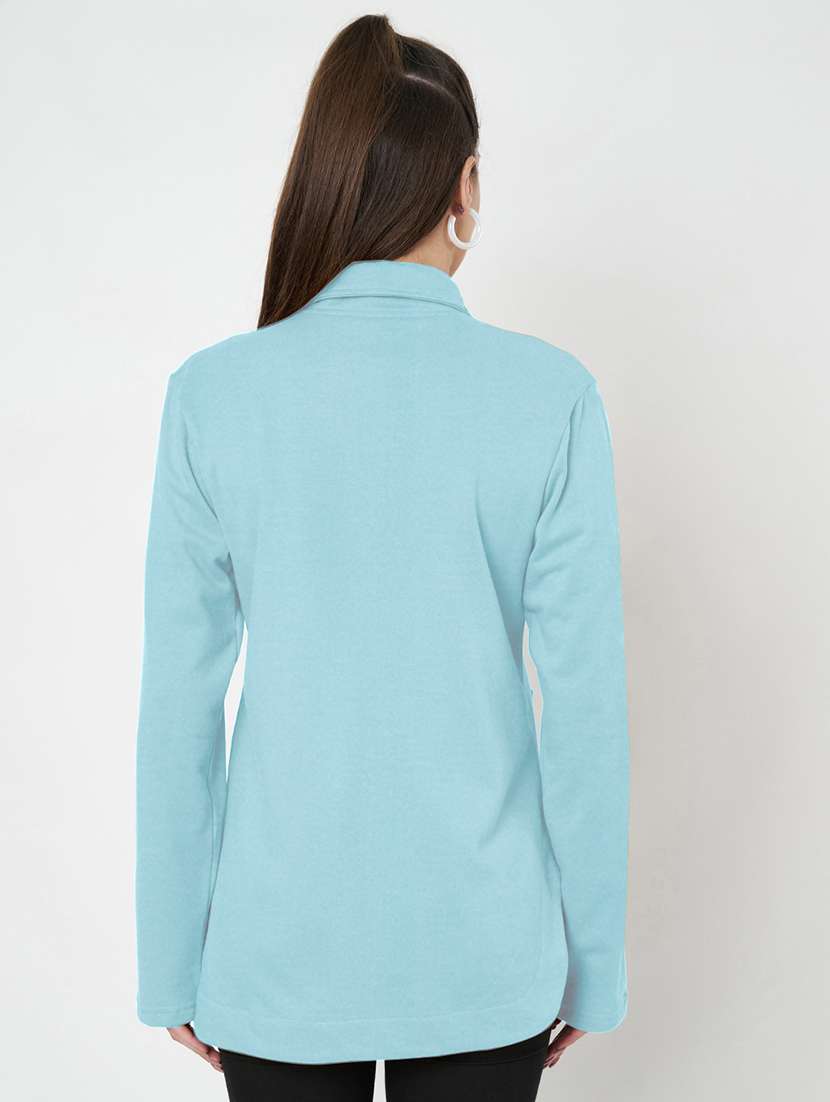 women solid stand collar long sleeve jacket - 22087117 -  Standard Image - 4