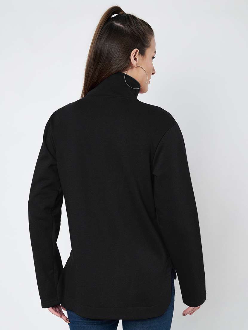 women solid stand collar long sleeve jacket - 22087124 -  Standard Image - 4