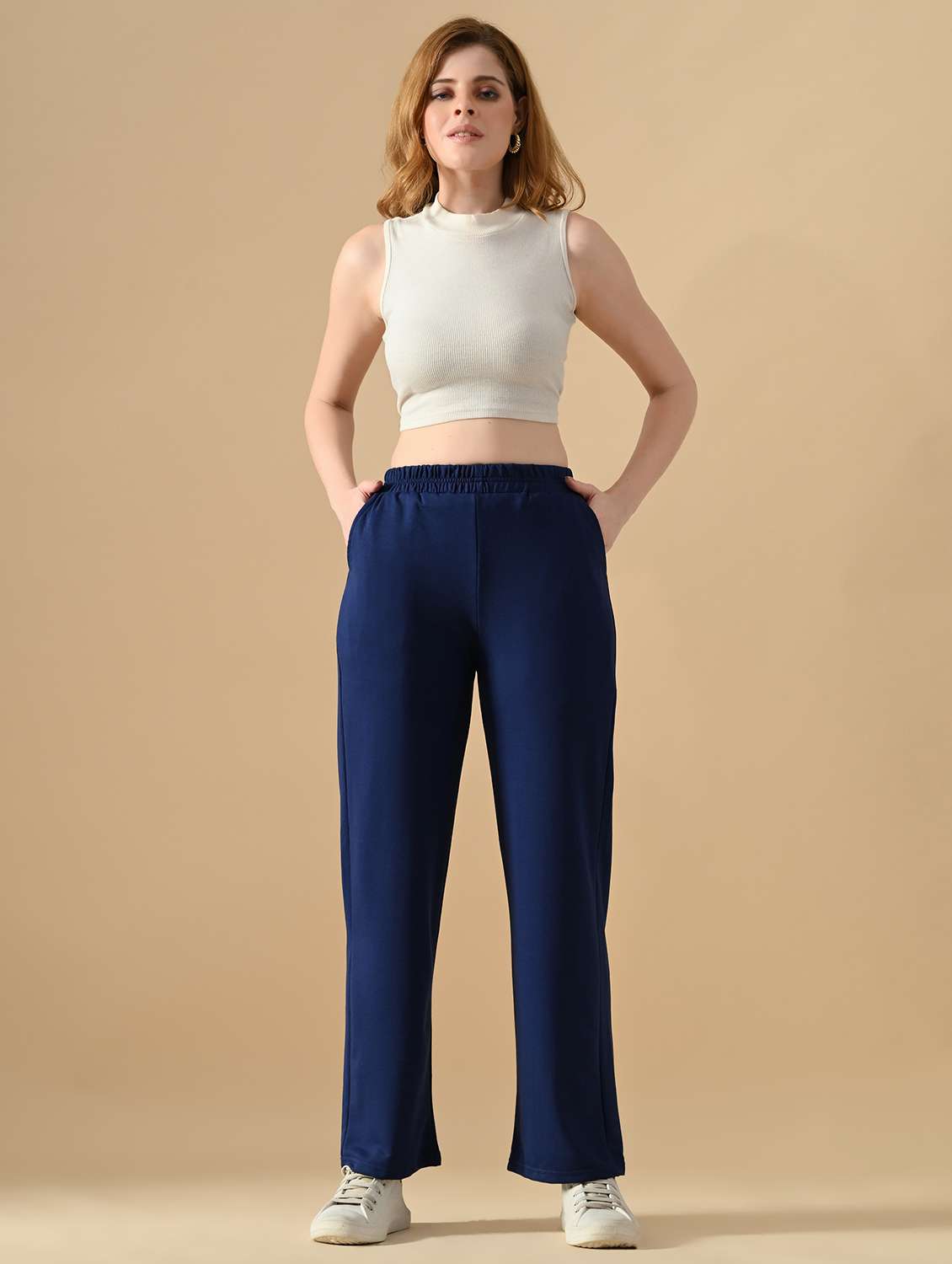 women solid mid rise relaxed fit track pant - 22087126 -  Standard Image - 4