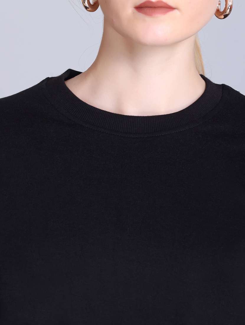 women solid long sleeve round neck sweatshirt - 22087134 -  Standard Image - 4