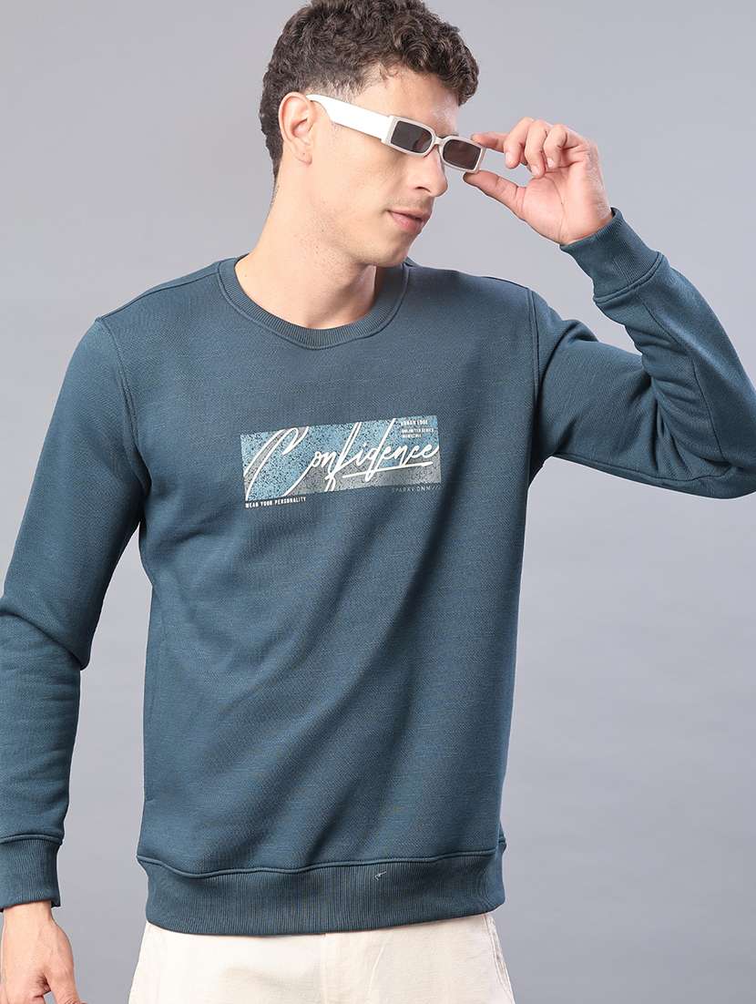 men chest print long sleeve regular fit sweatshirt