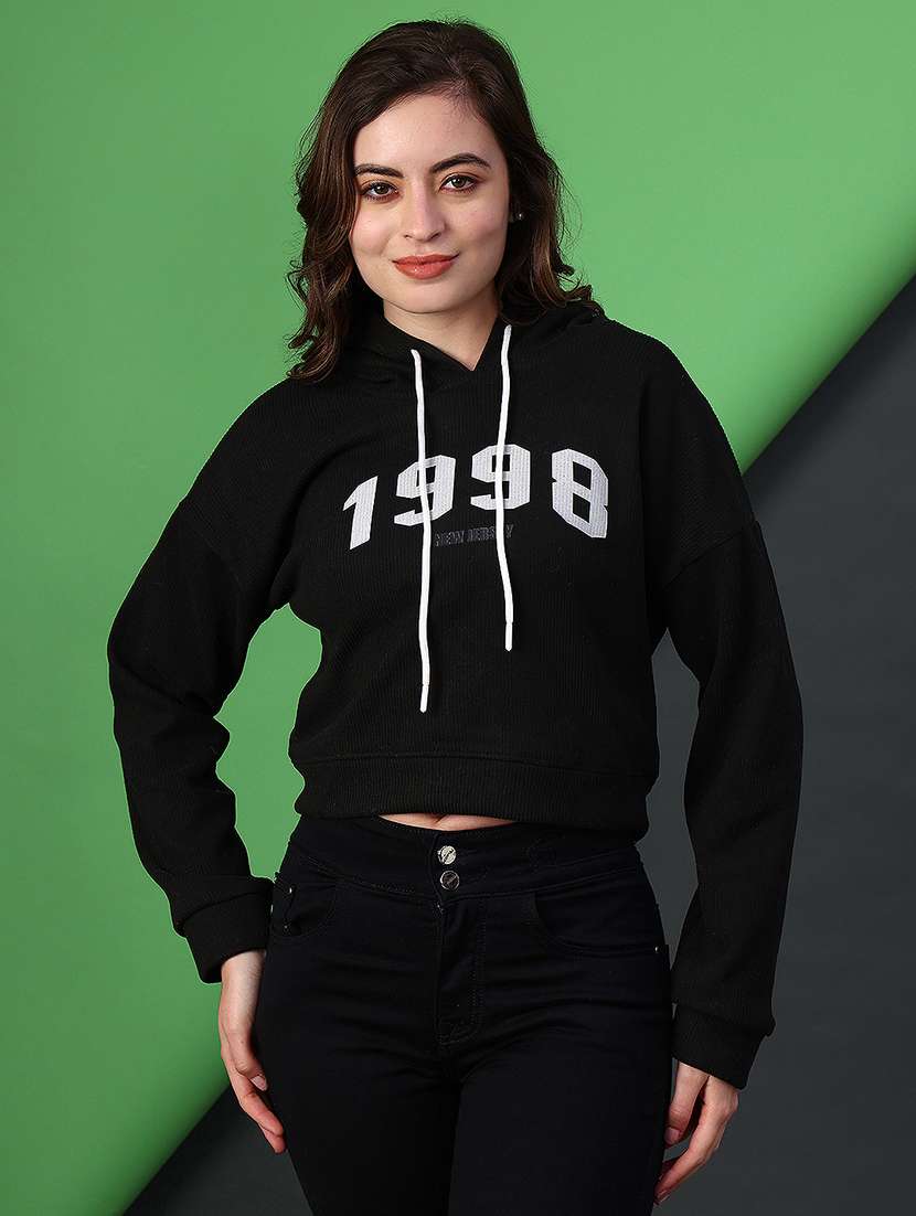 women printed long sleeve hooded sweatshirt - 22087602 -  Standard Image - 1