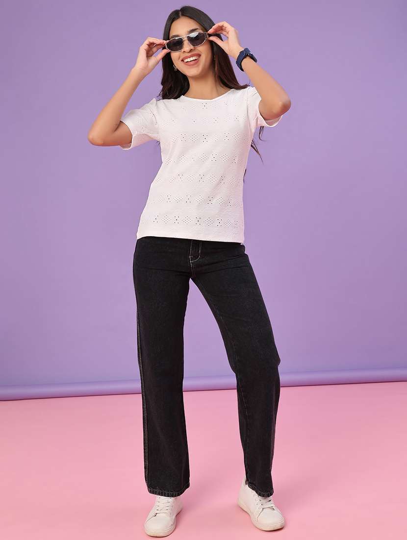 women solid high rise straight fit jean - 22087857 -  Standard Image - 4