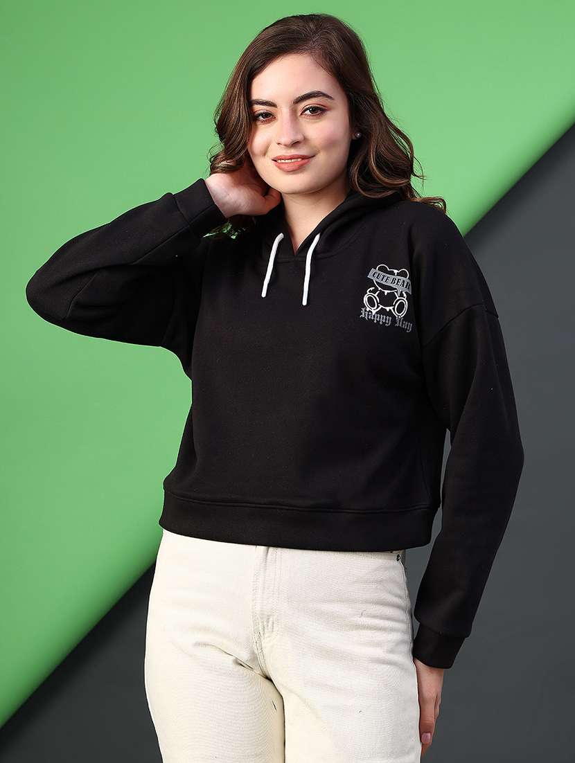 women printed long sleeve hooded sweatshirt - 22087883 -  Standard Image - 1