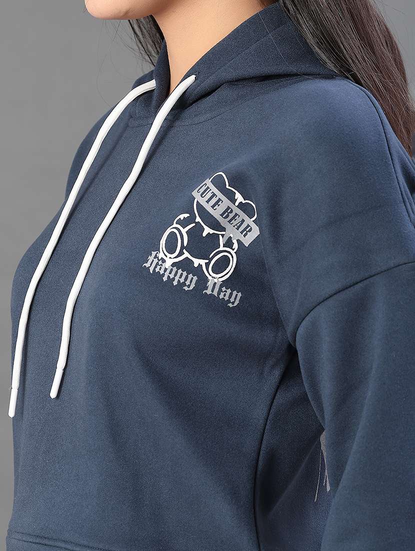 women typographic long sleeve hooded sweatshirt - 22087884 -  Standard Image - 4