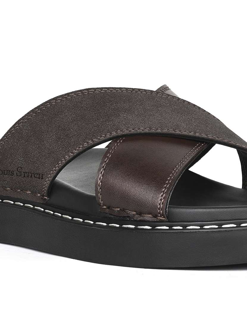 men brown slip on sandal - 22087921 -  Standard Image - 4