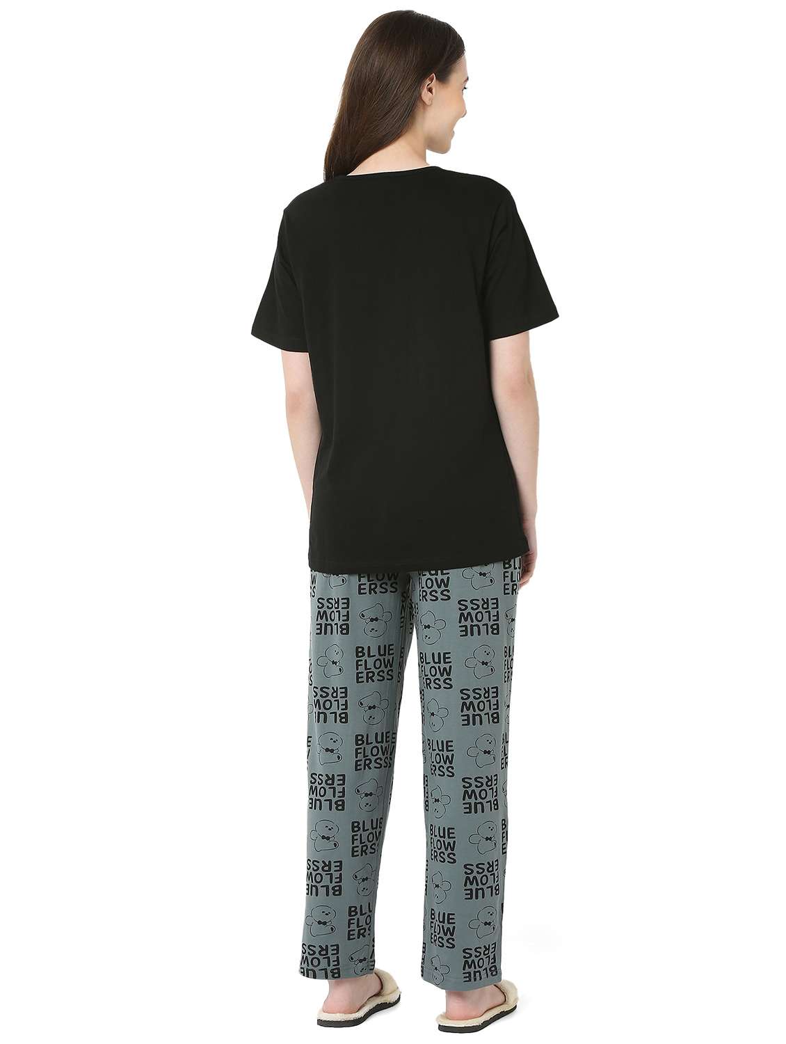 black cotton pyjama set nightwear - 22087926 -  Standard Image - 4