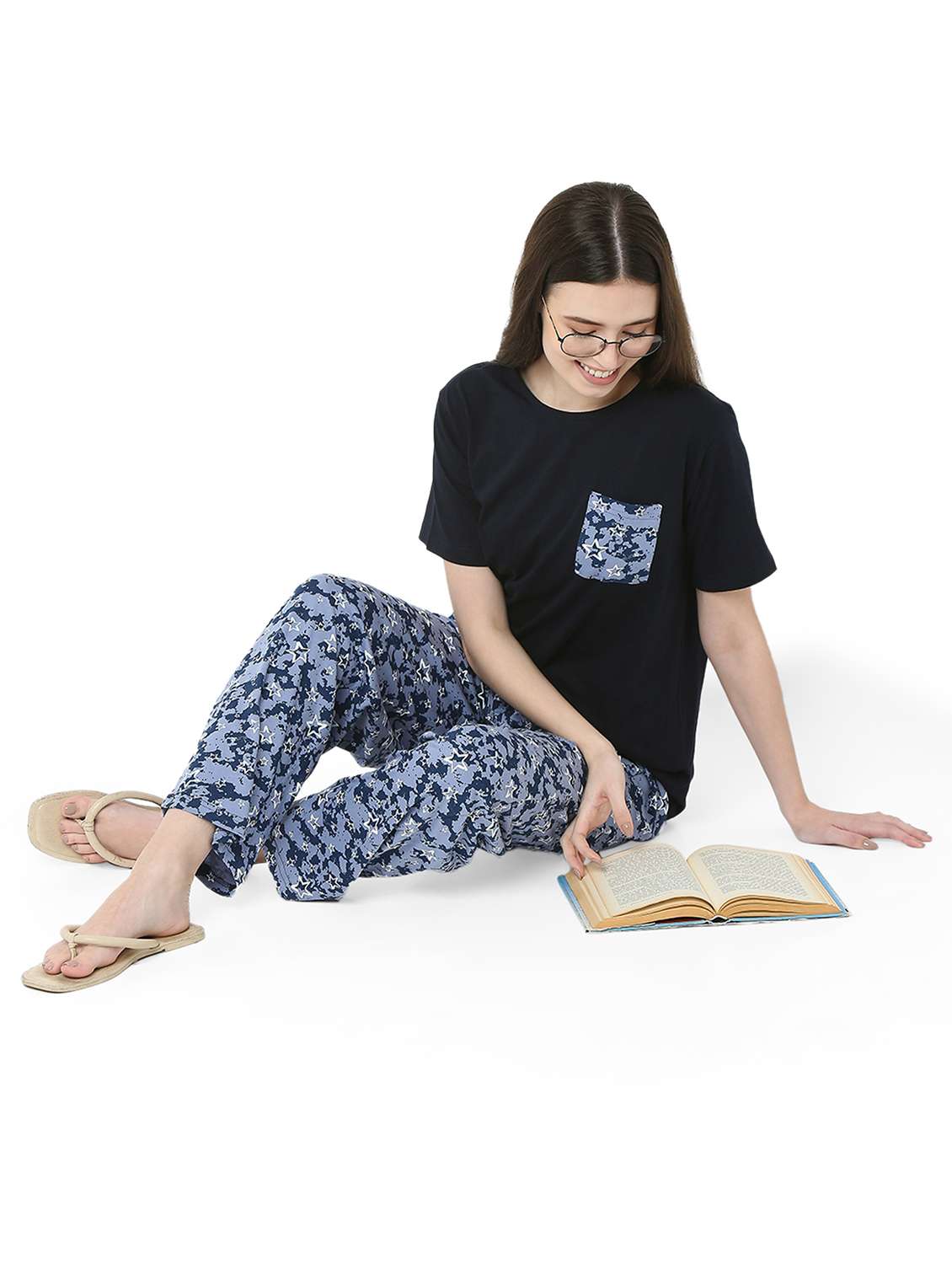 navy blue cotton pyjama set nightwear - 22087927 -  Standard Image - 4