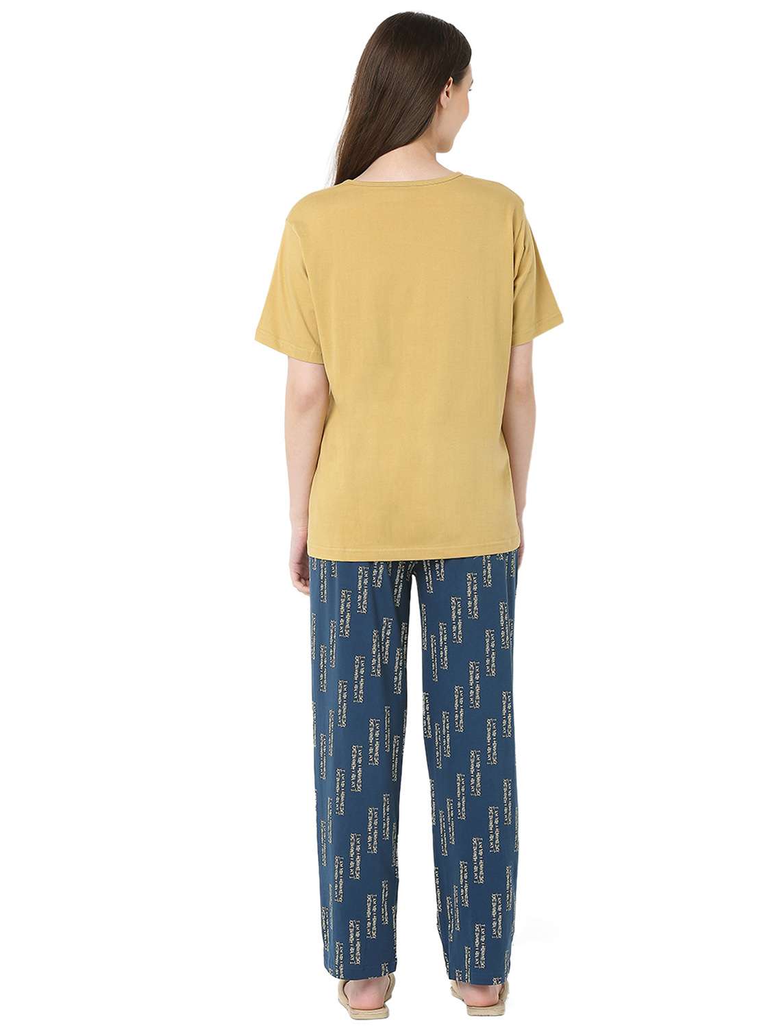 mustard cotton pyjama set nightwear - 22087928 -  Standard Image - 4
