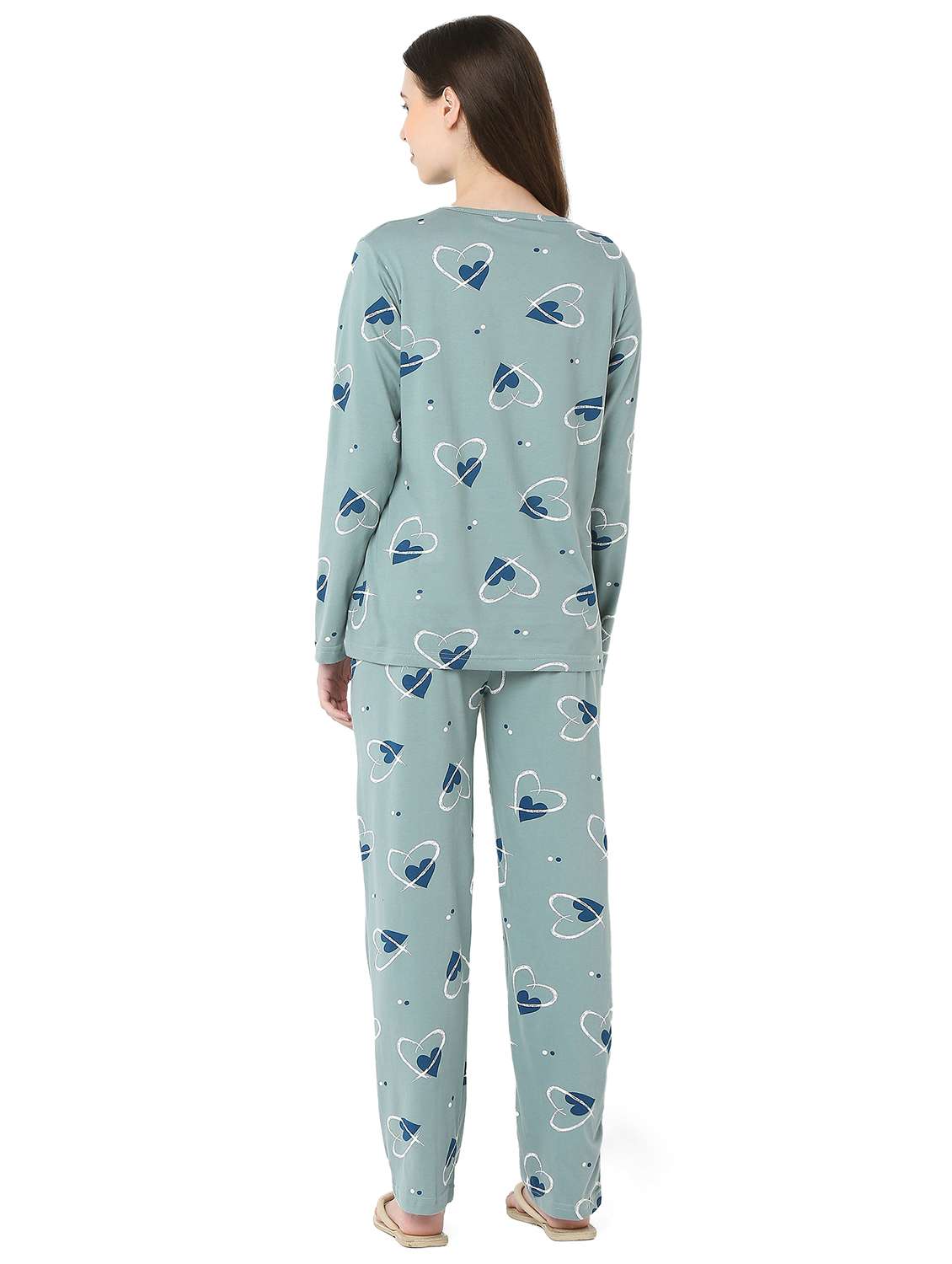 women printed long sleeve nightwear pyjama set - 22087934 -  Standard Image - 4