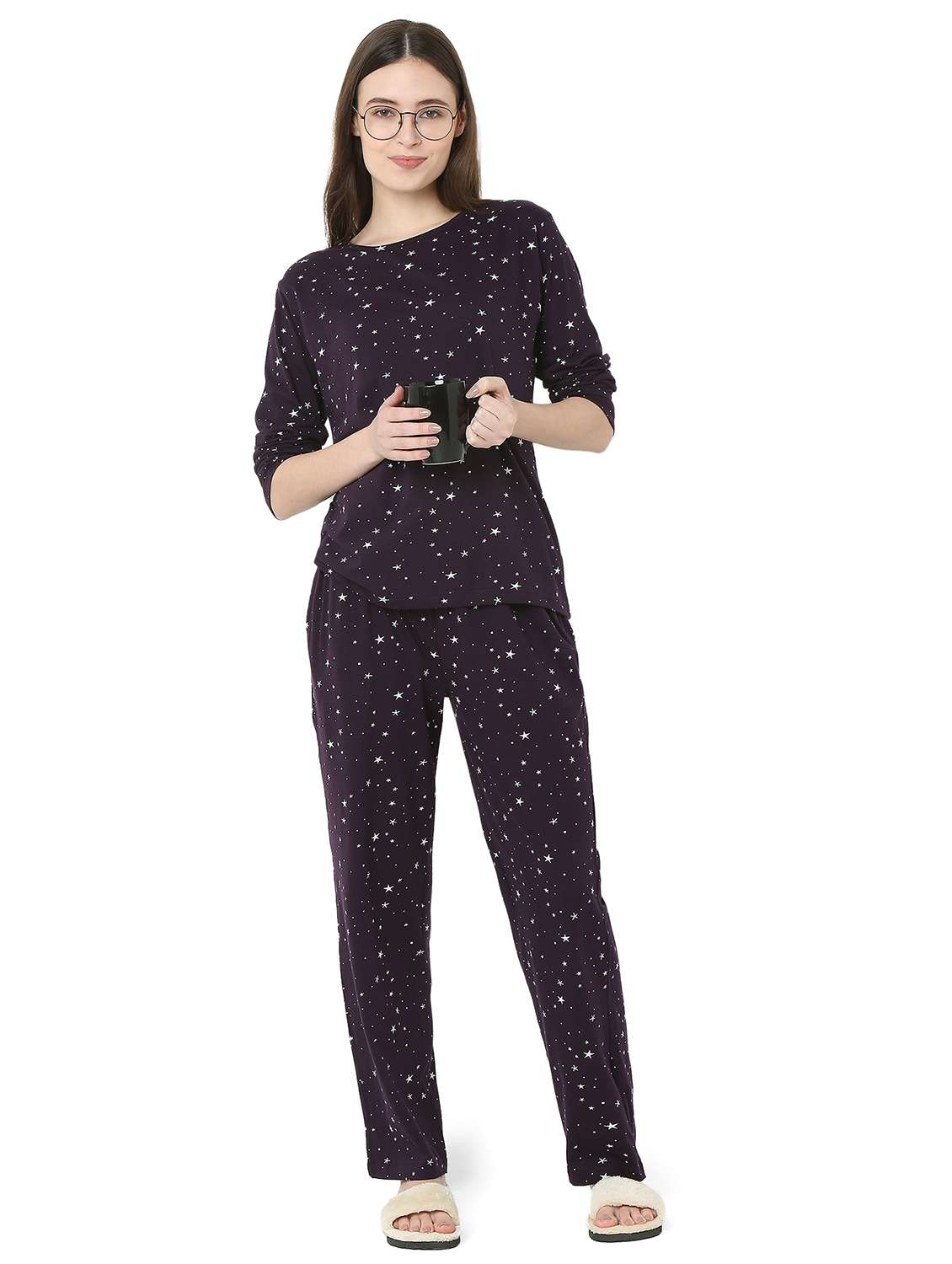 women printed long sleeve nightwear pyjama set - 22087935 -  Standard Image - 1