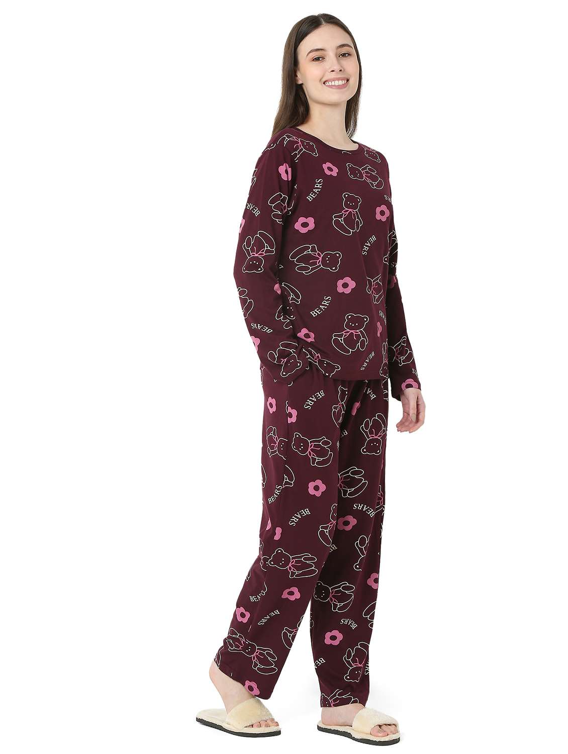 women printed long sleeve nightwear pyjama set - 22087937 -  Standard Image - 1