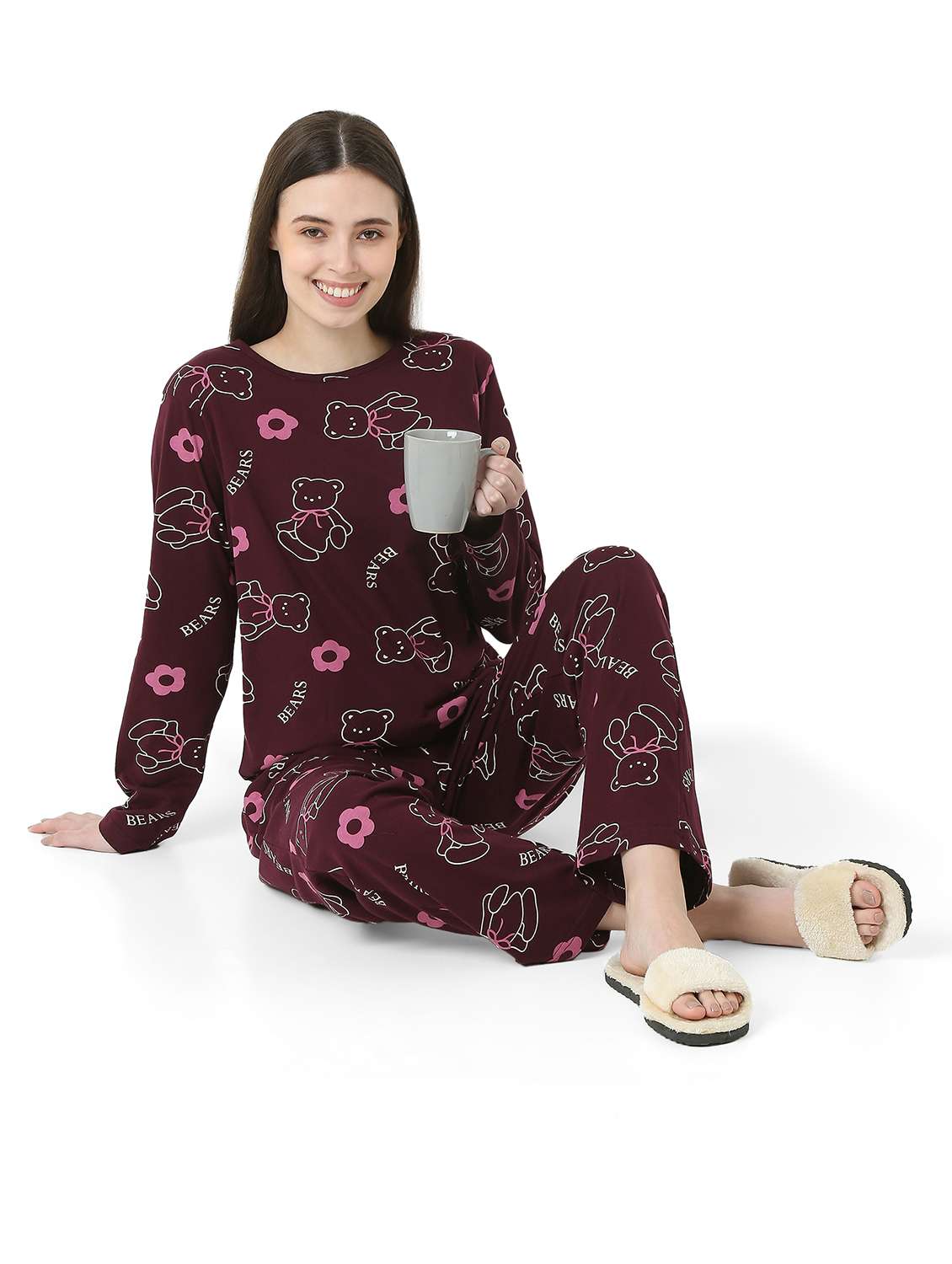 women printed long sleeve nightwear pyjama set - 22087937 -  Standard Image - 4