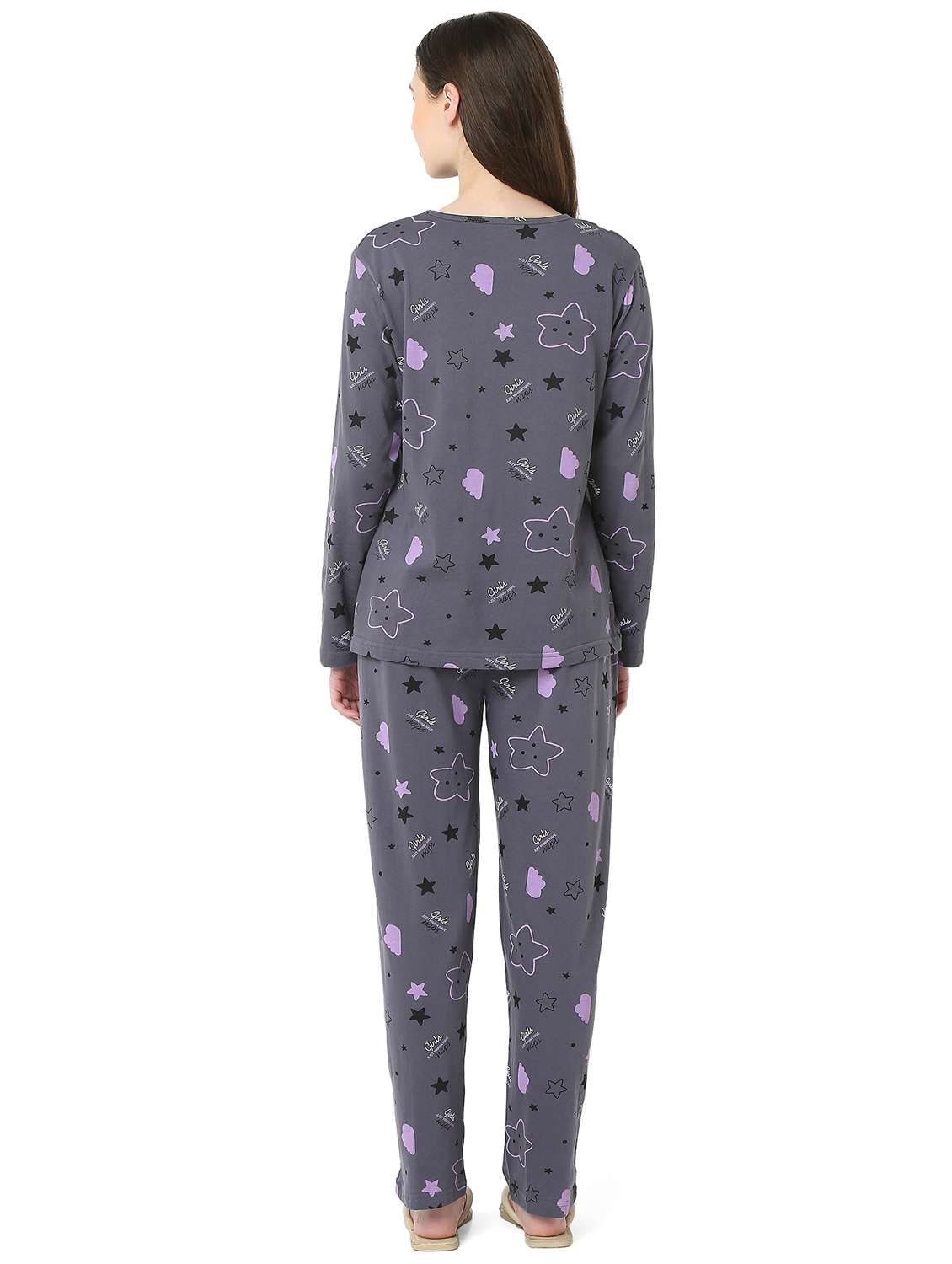 women printed long sleeve nightwear pyjama set - 22087938 -  Standard Image - 4