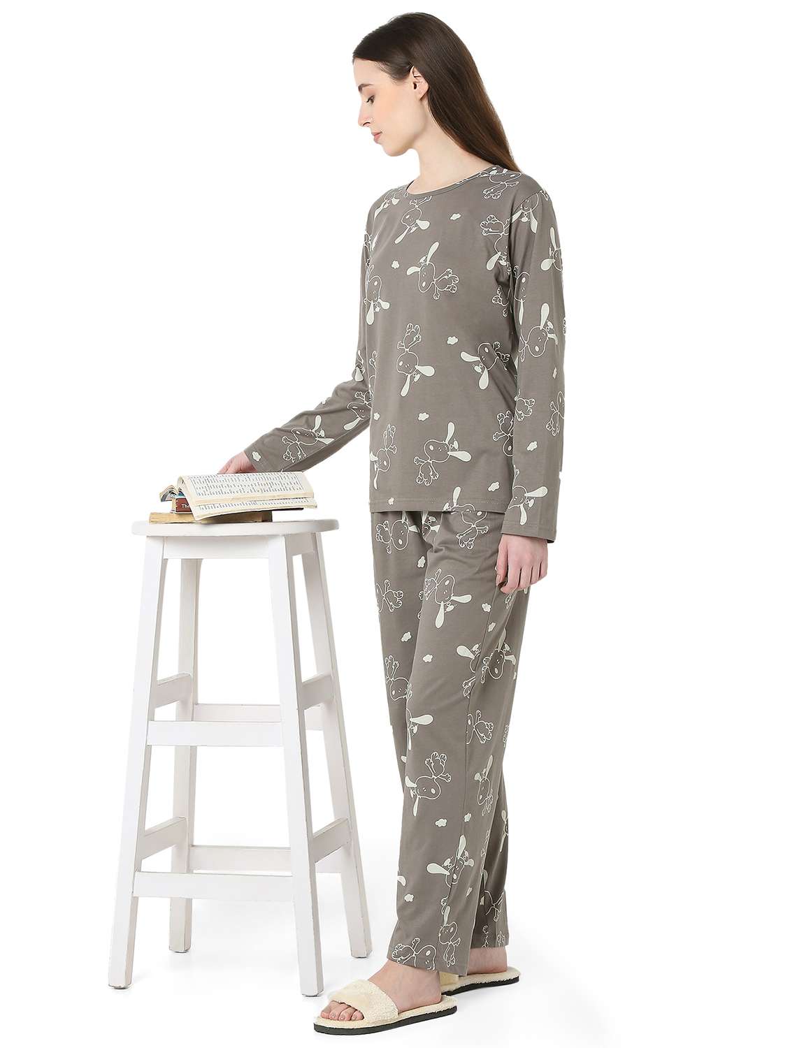 women printed long sleeve nightwear pyjama set - 22087939 -  Standard Image - 1