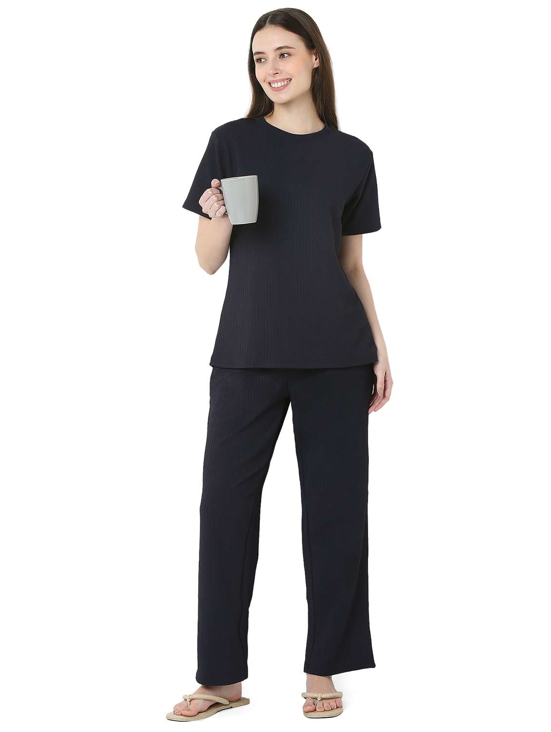 women solid nightwear pyjama set - 22087942 -  Standard Image - 1