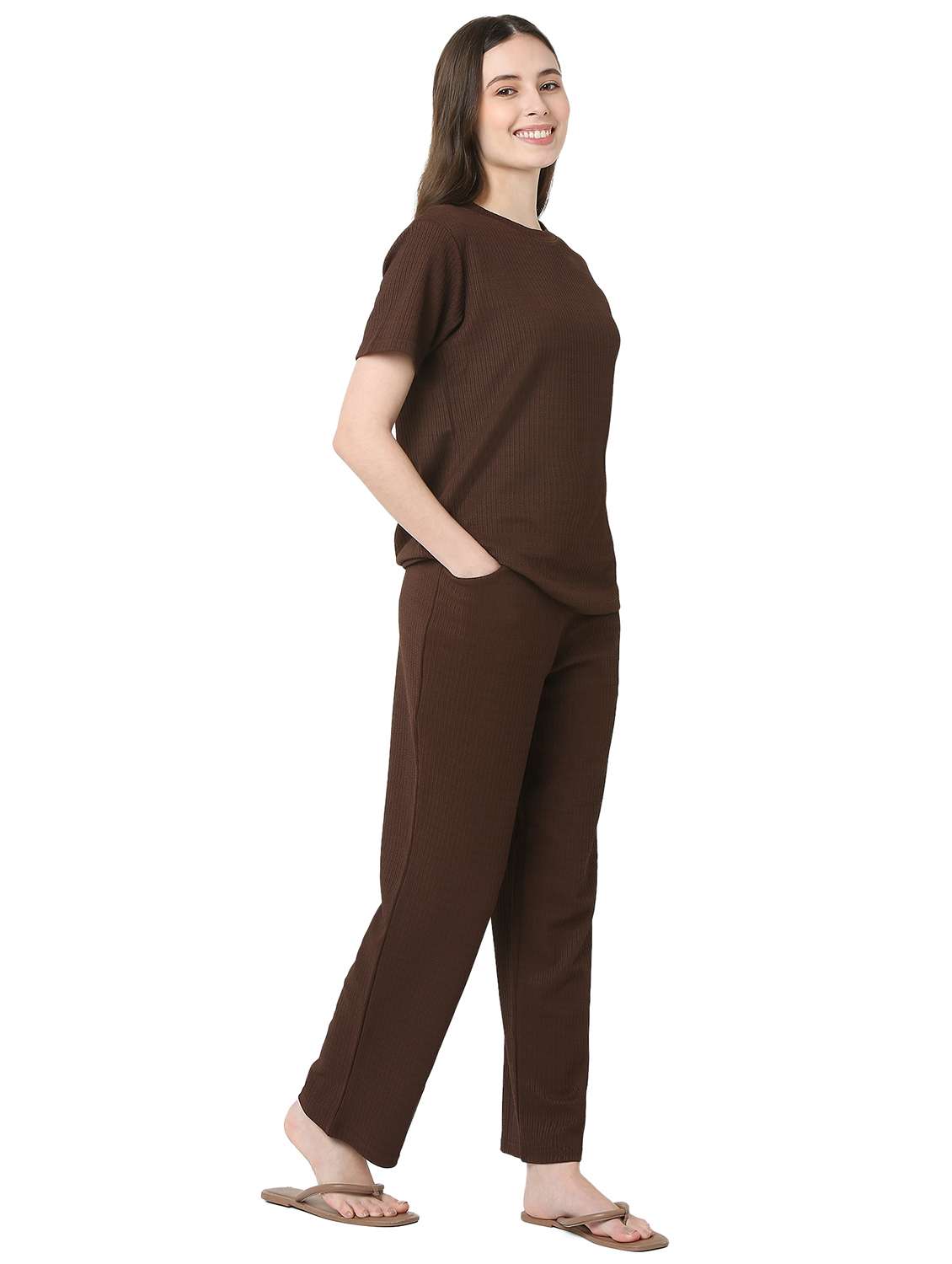 women solid nightwear pyjama set - 22087943 -  Standard Image - 1