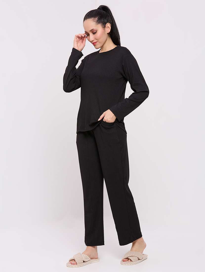 women solid nightwear pyjama set - 22087950 - Standard Image - 1