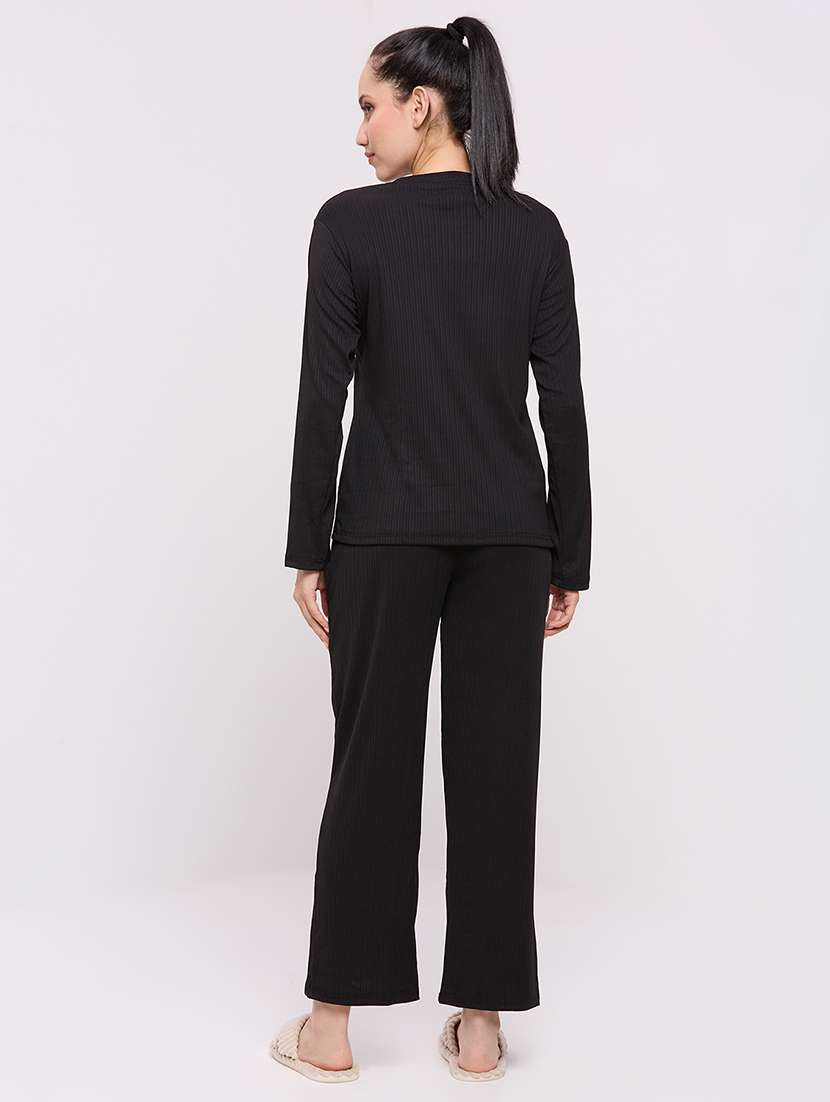 women solid nightwear pyjama set - 22087950 - Standard Image - 4