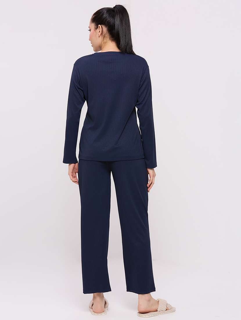 women solid nightwear pyjama set - 22087951 -  Standard Image - 4