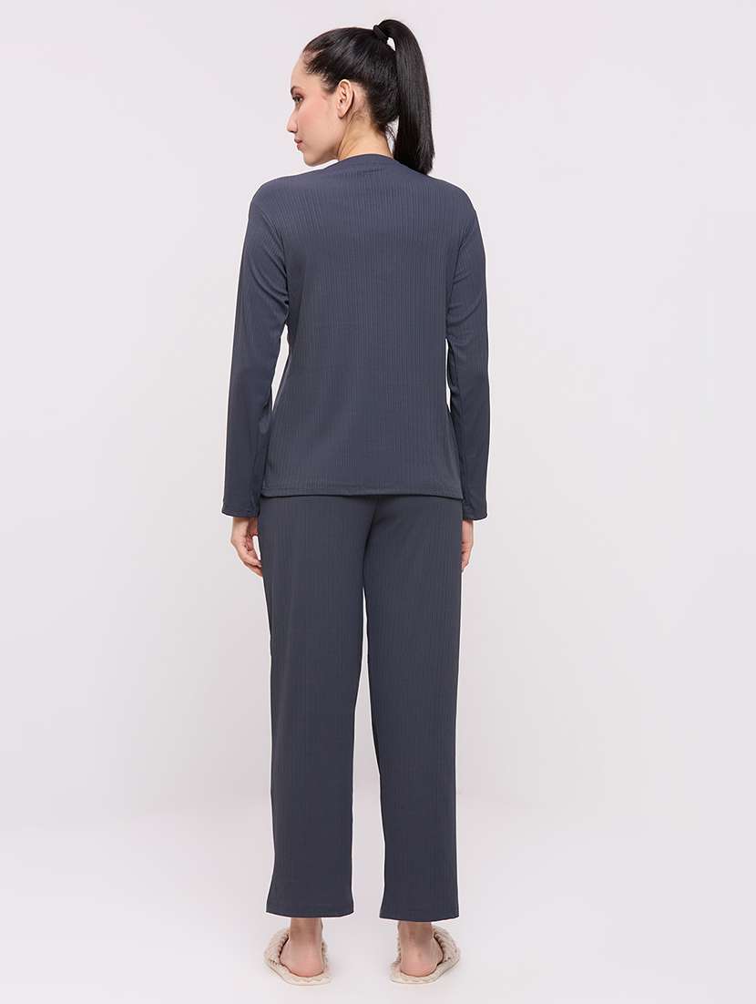women solid nightwear pyjama set - 22087952 -  Standard Image - 4