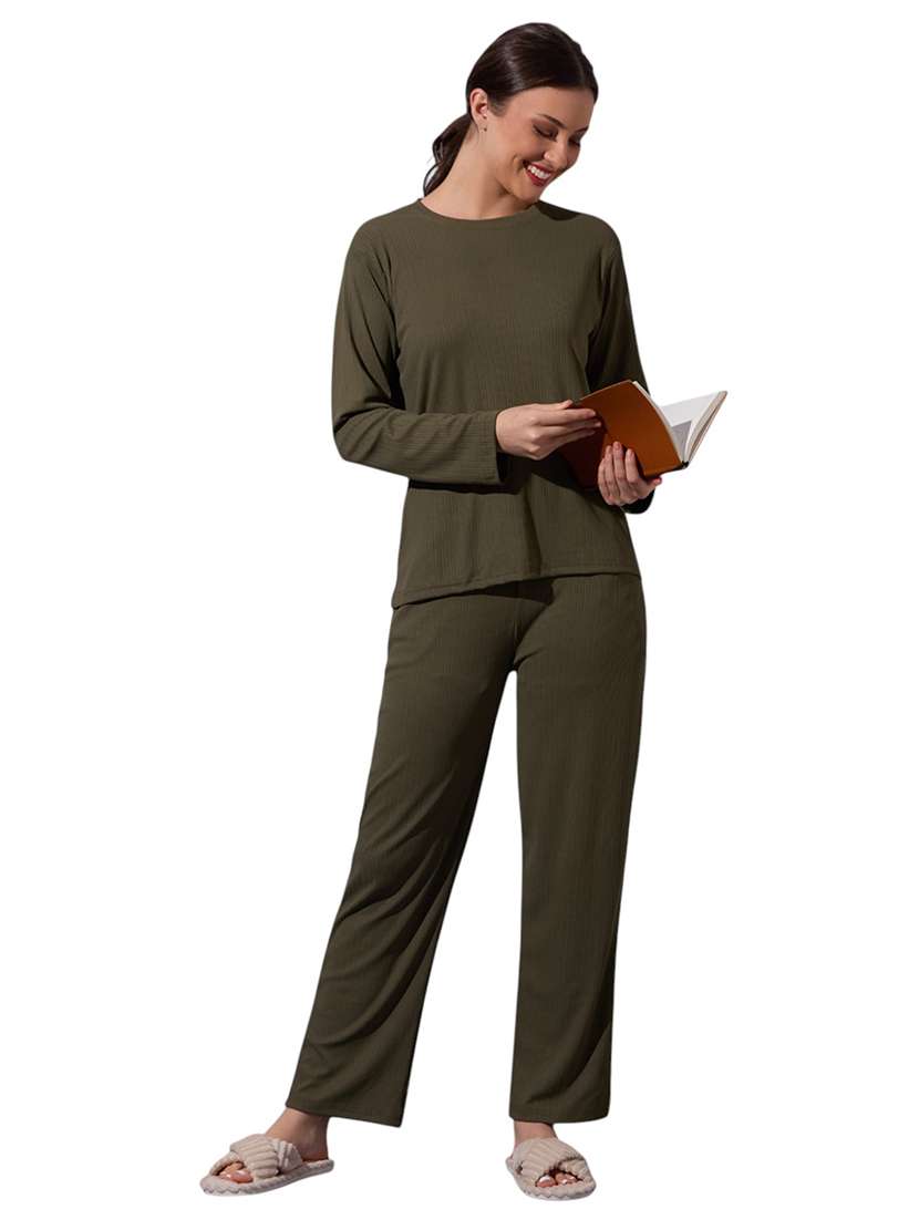 women solid nightwear pyjama set - 22087954 - Standard Image - 1