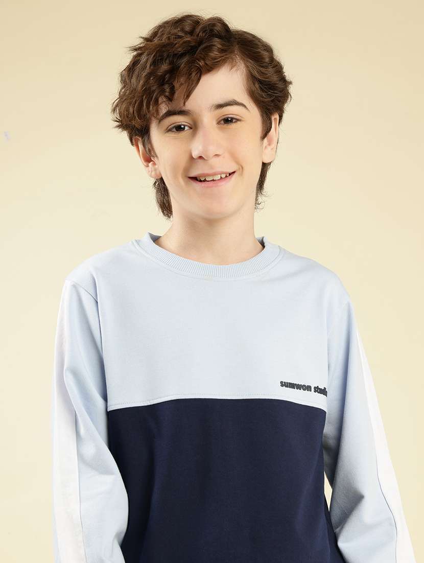 boys color block round neck full length track suit - 22087982 -  Standard Image - 1