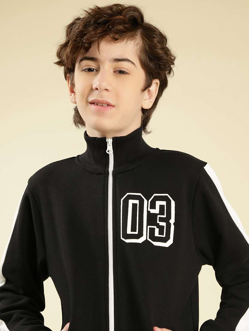 boys color block round neck full length track suit - 22087988 -  Standard Image - 1