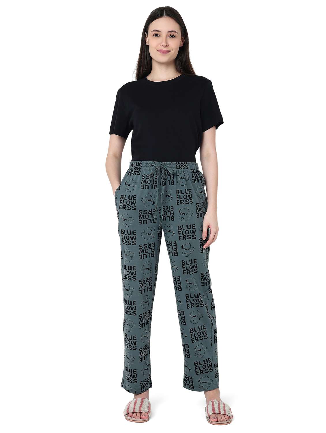 women printed mid rise pajama - 22088000 - Standard Image - 4