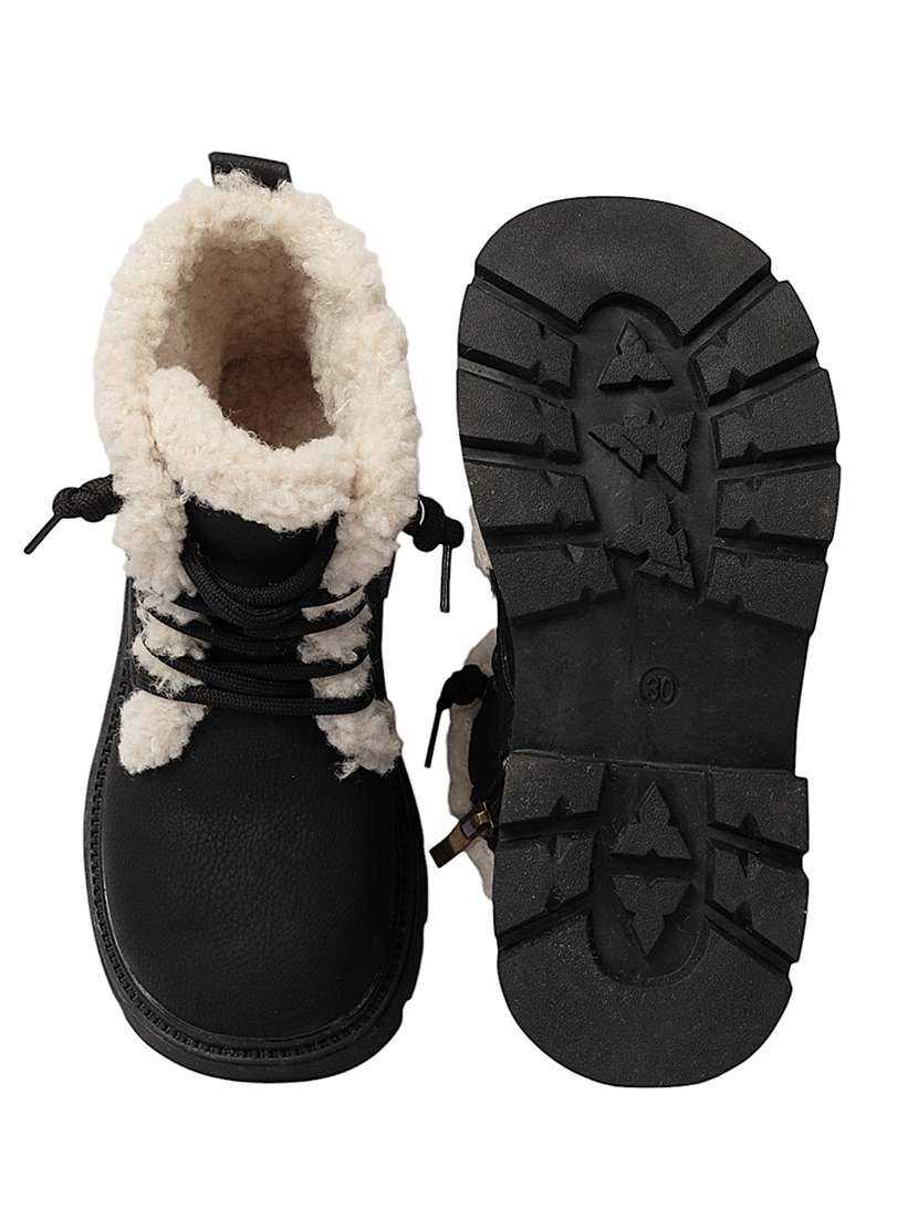 kids black solid lace up boot - 22088025 - Standard Image - 4