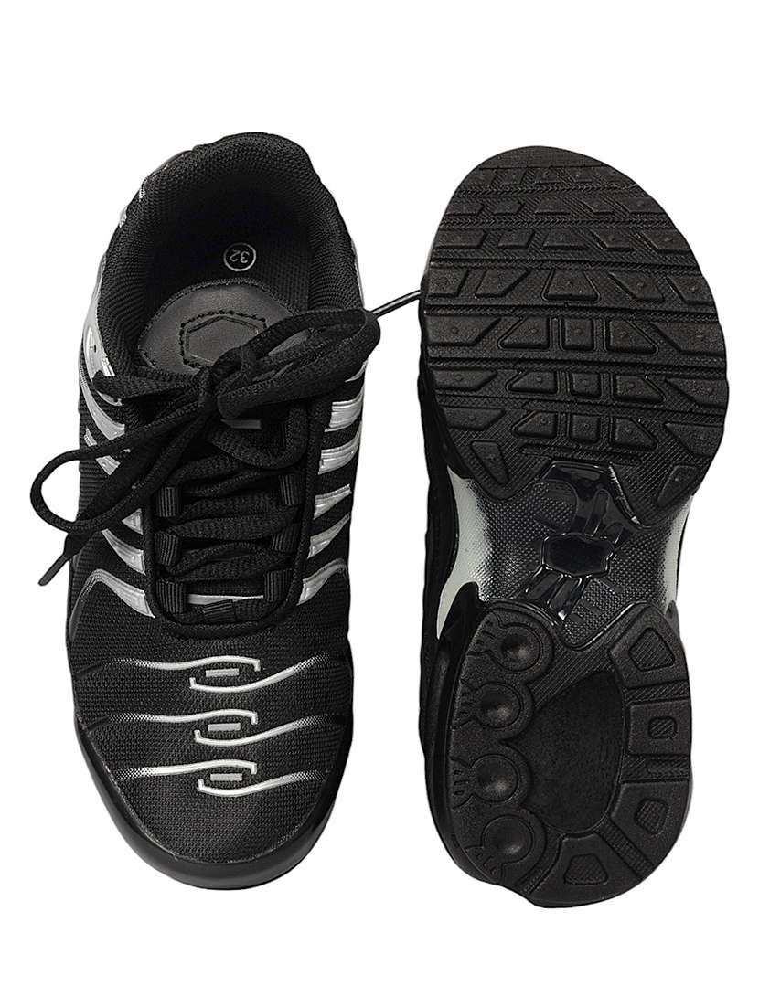 kids black solid lace up sneaker - 22088033 -  Standard Image - 4