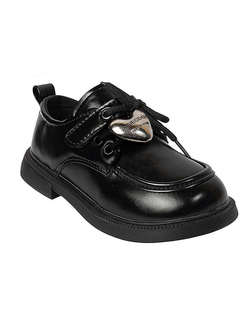boys black solid lace up shoes - 22088037 -  Standard Image - 1