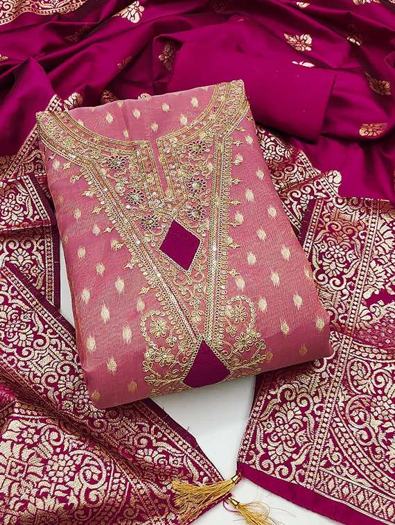 women self design embroidered unstitched suit set - 22088048 -  Standard Image - 1