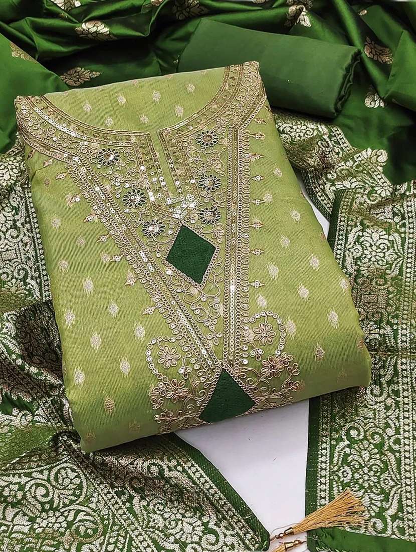 women self design embroidered unstitched suit set