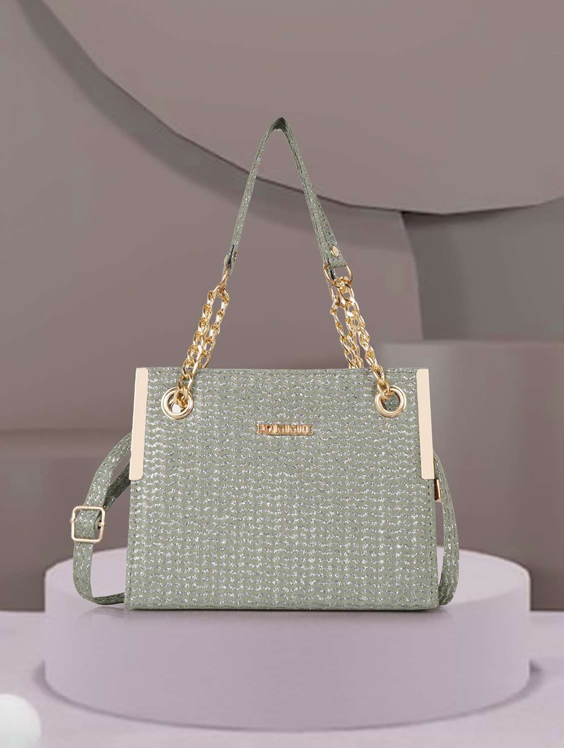 women's weave textured handbag green